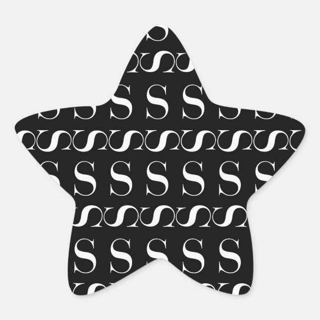 Monogram Initial Letter S Star Sticker (Front)