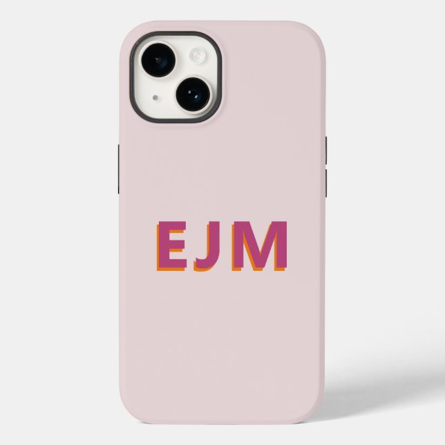 Monogram Initial Letter Simple Blush Pink Modern Case-Mate iPhone Case (Back)