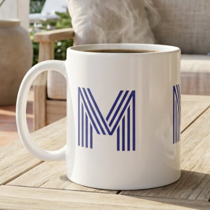 Monogram Initial Letter Simple Minimal Modern Blue Coffee Mug