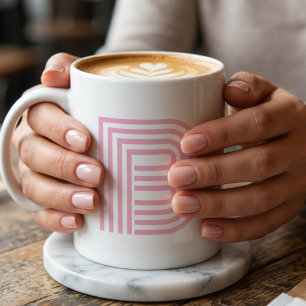 Monogram Initial Letter Simple Minimal Modern Pink Coffee Mug
