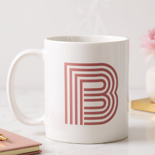 Monogram Initial Letter Simple Modern Blush Pink Two-Tone Coffee Mug
