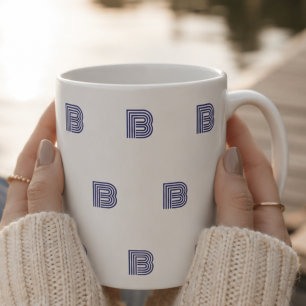 Monogram Initial Letter Simple Pattern Modern Blue Coffee Mug