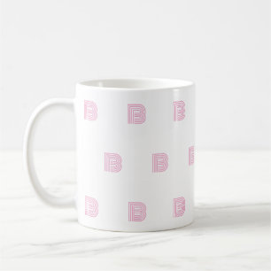 Monogram Initial Letter Simple Pattern Modern Pink Coffee Mug