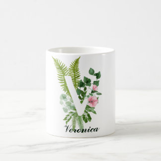 Monogram Initial Letter V | Modern Custom Name Coffee Mug