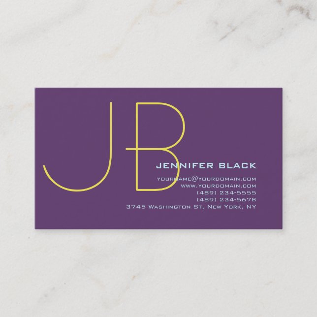 Monogram Initial Letters Indigo Minimalist Modern Business Card (Front)