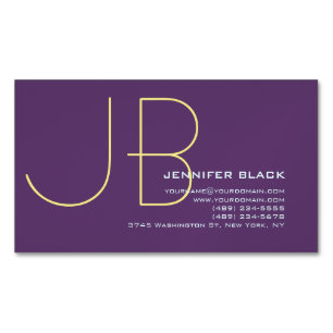 Monogram Initial Letters Indigo Minimalist Modern Magnetic Business Card