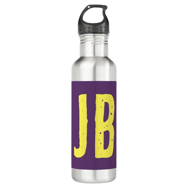 Monogram Initial Letters Indigo Yellow Minimalist 710 Ml Water Bottle (Front)