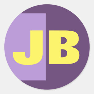 Monogram Initial Letters Indigo Yellow Minimalist Classic Round Sticker