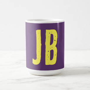 Monogram Initial Letters Indigo Yellow Minimalist Coffee Mug