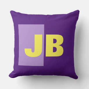 Monogram Initial Letters Purple Yellow Cushion