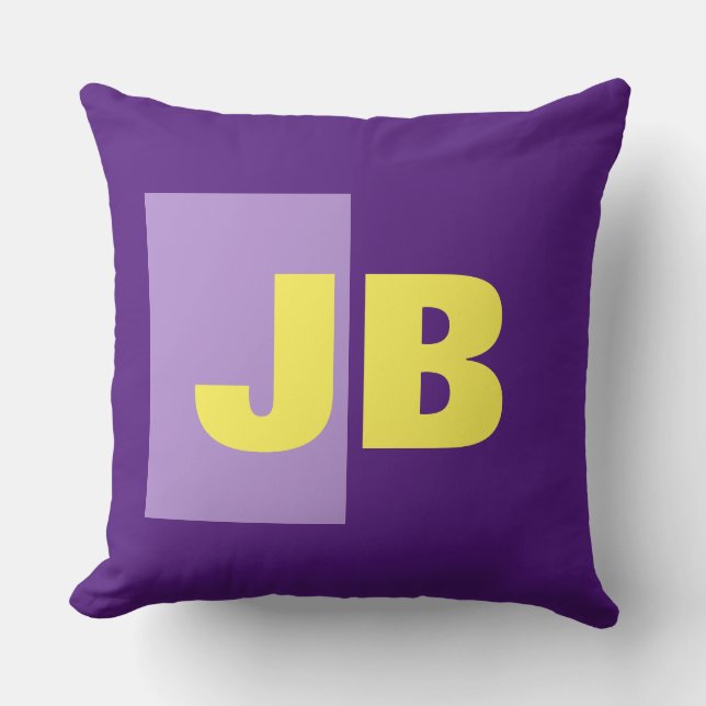 Monogram Initial Letters Purple Yellow Cushion (Front)