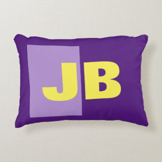 Monogram Initial Letters Purple Yellow Decorative Cushion