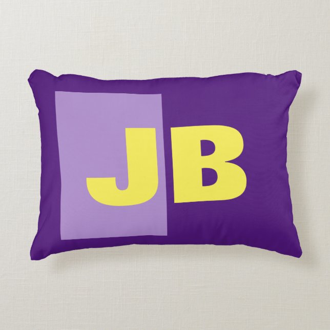 Monogram Initial Letters Purple Yellow Decorative Cushion (Front)