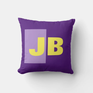 Monogram Initial Letters Purple Yellow White Cushion
