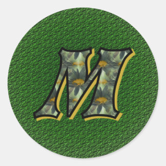 Monogram Initial M Black Daisies Sticker