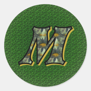 Monogram Initial M Daisies Flower Art Classic Round Sticker