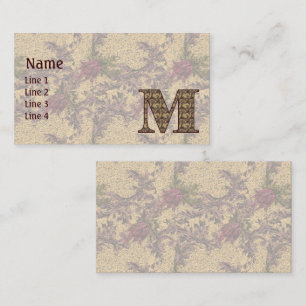 Monogram Initial M Elegant Vintage Floral Business Card