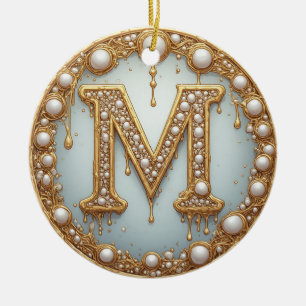 Monogram Initial M Gift For Girlfriend Ceramic Tree Decoration