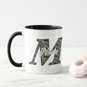 Monogram Initial M Hydrangea Flowers Personalised Mug