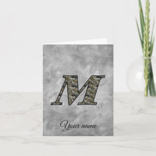 Monogram Initial M Hydrangea Flowers Personalised Note Card