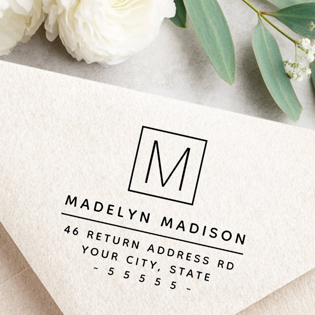 Monogram initial minimal return address rubber stamp (Monogram initial minimal return address rubber stamp)
