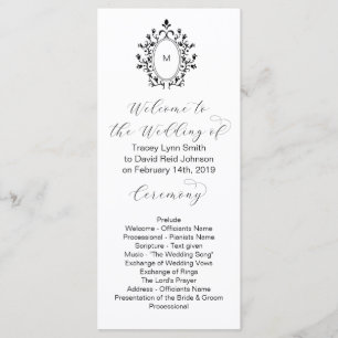 Monogram Initial Minimal Wedding Program Programme