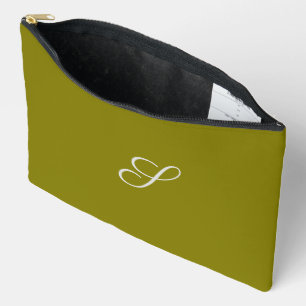 Monogram initial minimalist sage green accessory pouch