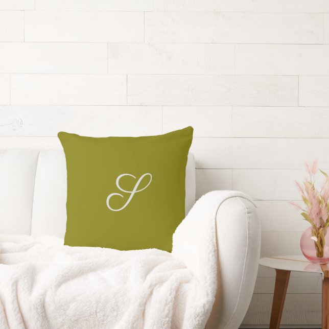Monogram initial minimalist sage green  cushion (Couch)