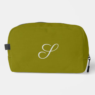 Monogram initial minimalist sage green  dopp kit