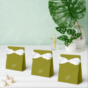 Monogram initial minimalist sage green favour box