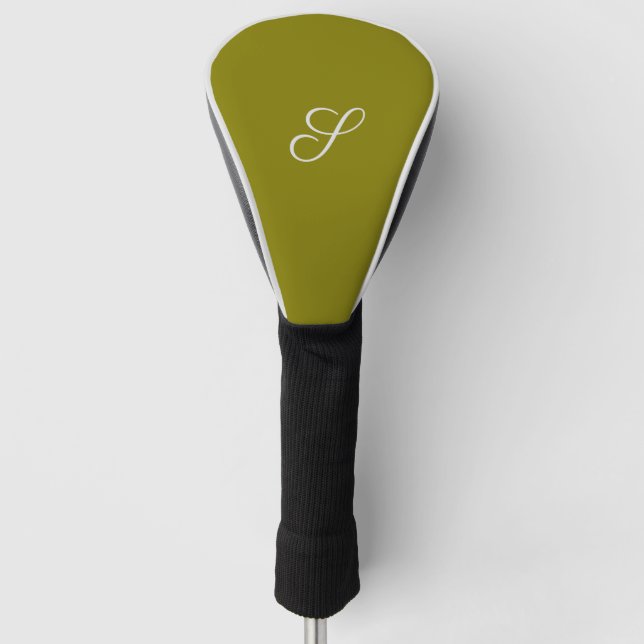 Monogram initial minimalist sage green  golf head cover (Front)