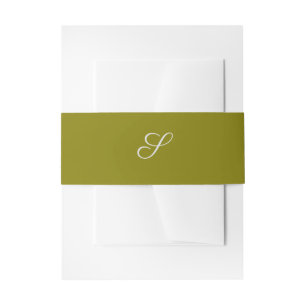 Monogram initial minimalist sage green invitation belly band