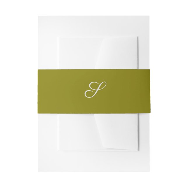 Monogram initial minimalist sage green  invitation belly band (Front Example)