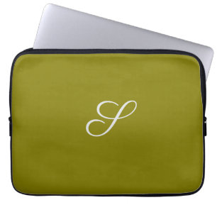 Monogram initial minimalist sage green laptop sleeve