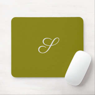 Monogram initial minimalist sage green mouse mat