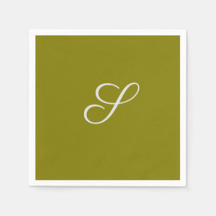 Monogram initial minimalist sage green napkin
