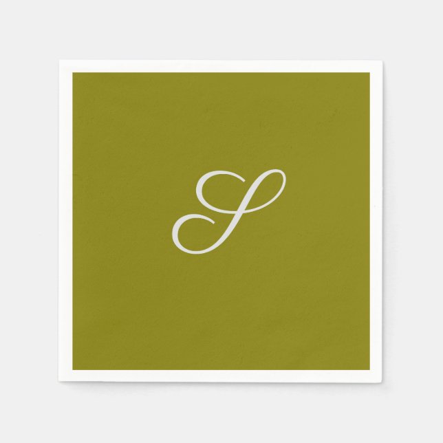 Monogram initial minimalist sage green  napkin (Front)