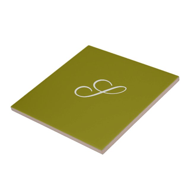 Monogram initial minimalist sage green  tile (Side)