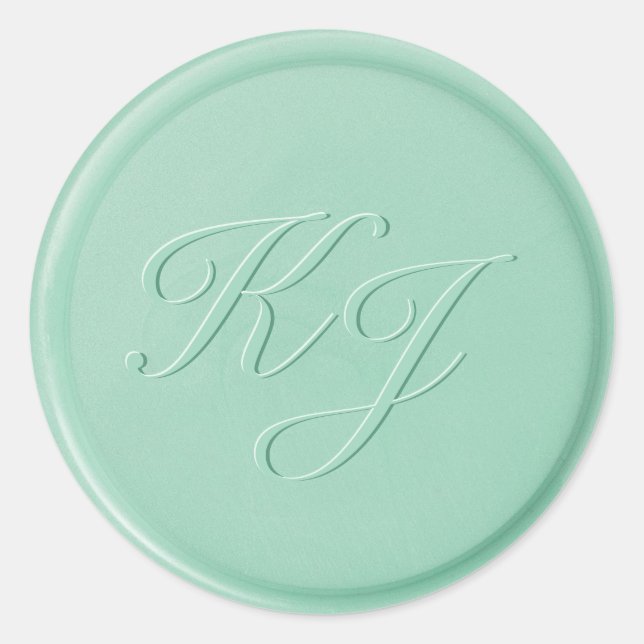 Monogram Initial Mint Green Wax Seal Sticker (Front)