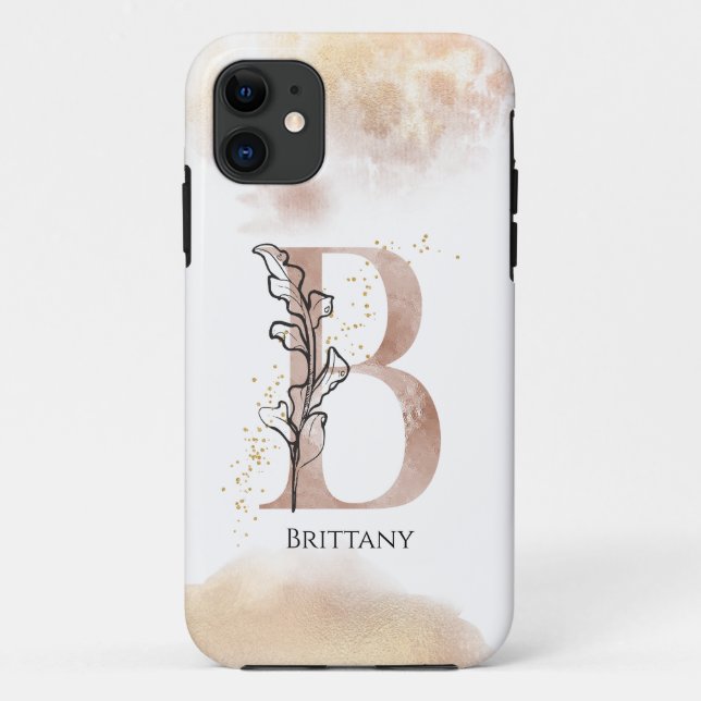 Monogram Initial Modern Letter B Boho Personalised Case-Mate iPhone Case (Back)