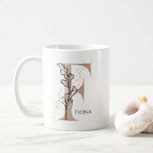Monogram Initial Modern Letter F Boho Personalised Coffee Mug