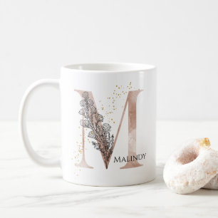 Monogram Initial Modern Letter M Boho Personalised Coffee Mug