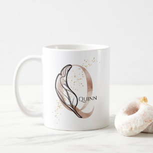 Monogram Initial Modern Letter Q Boho Personalised Coffee Mug