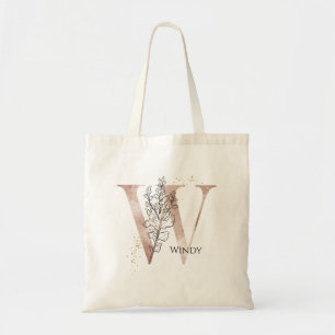 Monogram Initial Modern Letter W Boho Personalised Tote Bag