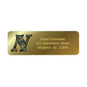 Monogram Initial N Daisies Art Return Address 