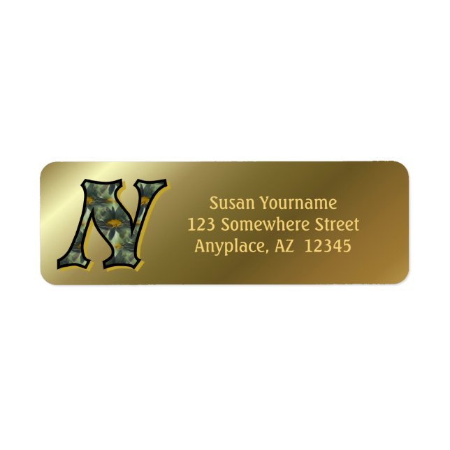 Monogram Initial N Daisies Art Return Address  (Front)