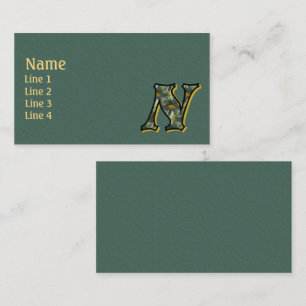 Monogram Initial N Daisies Floral Art Business Card