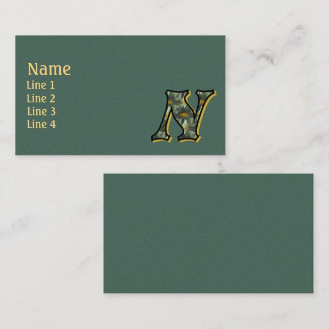 Monogram Initial N Daisies Floral Art Business Card (Front/Back)