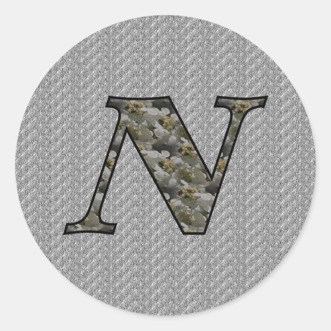 Monogram Initial N Hydrangea Flowers Classic Round Sticker (Front)