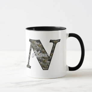 Monogram Initial N Hydrangea Flowers Personalised Mug